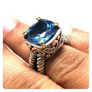 Blue stone. Ring. 925 silver.